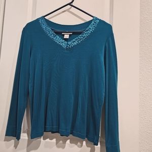 Teal sequined blouse
